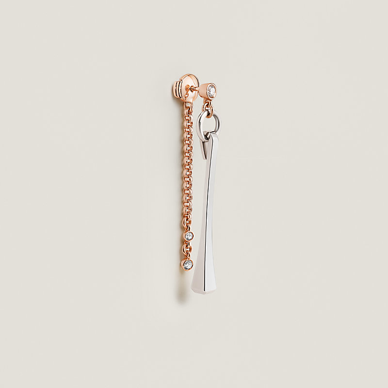 Mix and H single dangle earring - Silver | Hermès USA